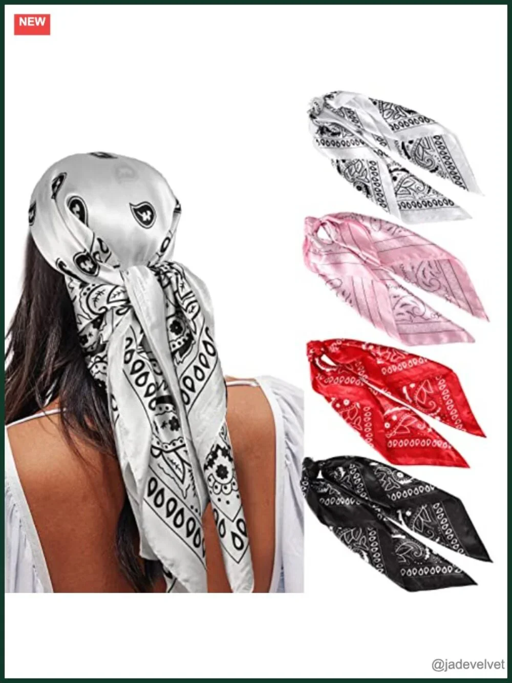 4 Pack Large Square Silk-Like Satin Scarves for Hair and Fashion